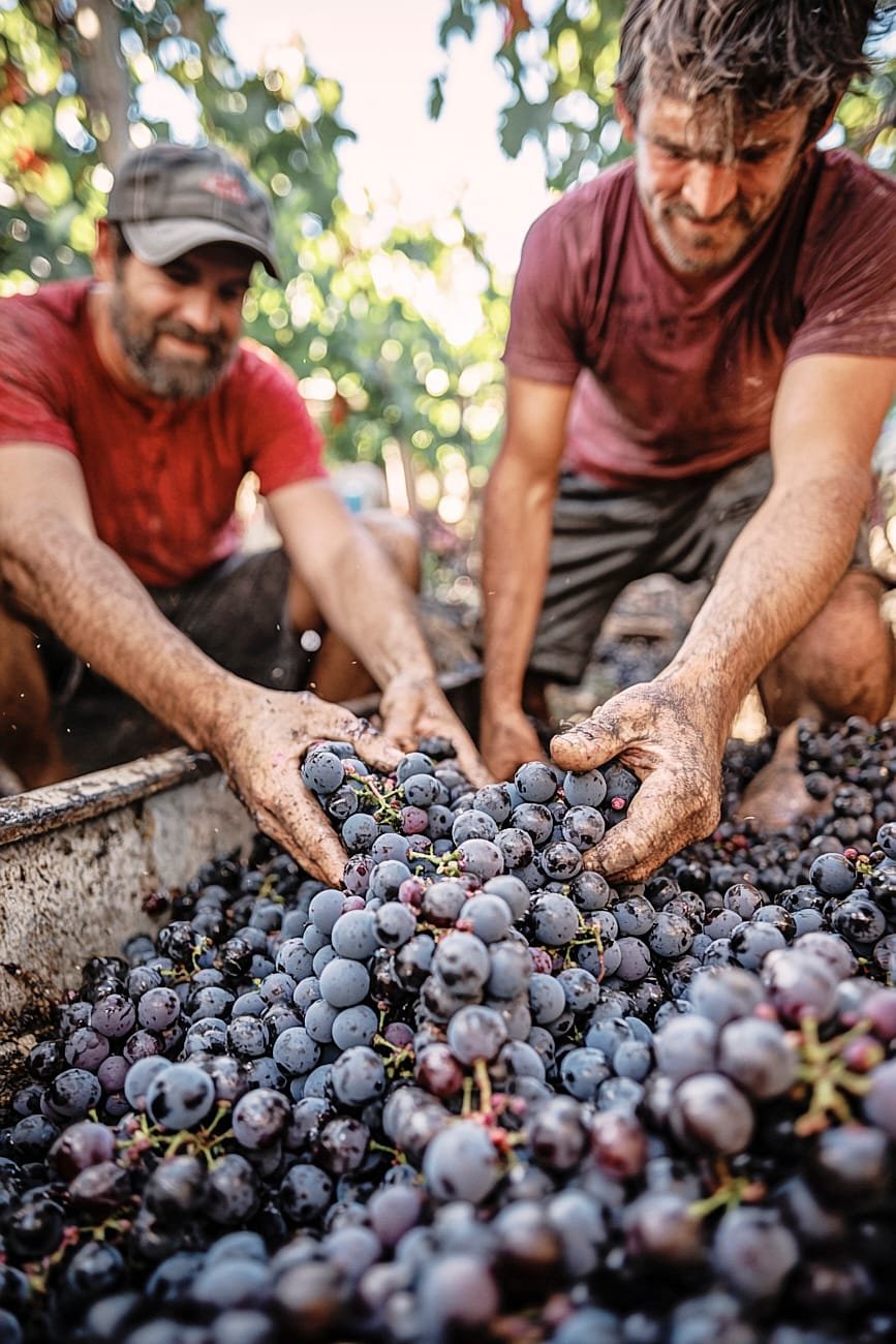 Personas Participando En La Vendimia Riojana En Una Bodega